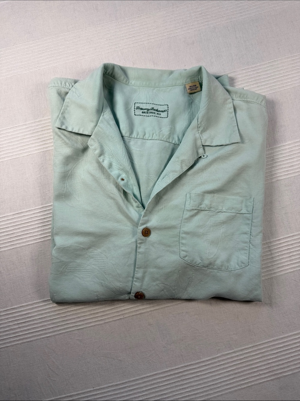 Tommy Bahama Men's Light Aqua Casual Camp Shirt